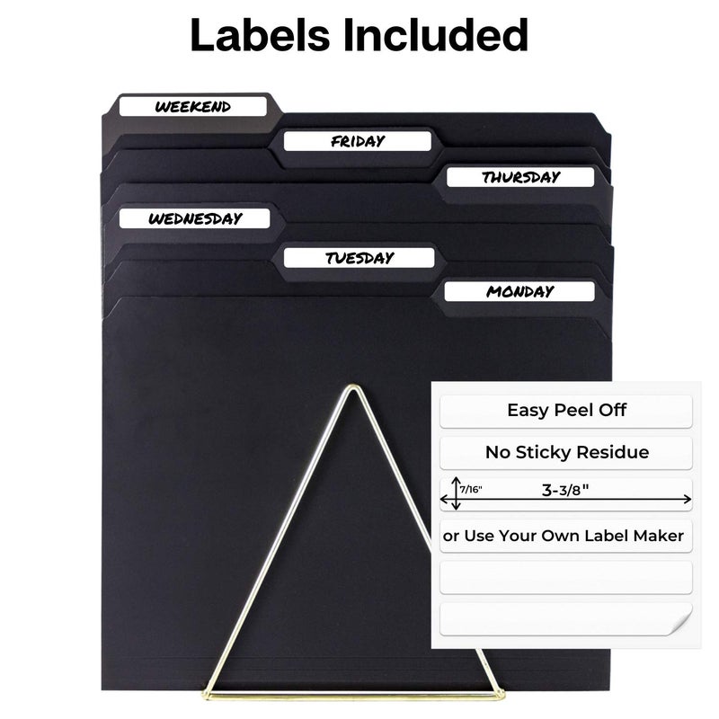 Dunwell Plastic Black 3-Tab Folders, (12 Pack), Sturdy 1/3 Tab File Folders for 8.5x11 Documents, Plastic Manila Filing Sleeves, Acid-Free Poly, Includes Labels - Image 2